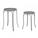 2 TABLES METAL RONDES ANTHRACITE / GRIS CLAIR