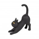Chat etire chamouflage noir 17x6xh19.5cm polyresine