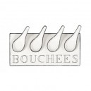 PLAT AVEC 4 CUILLERES "BOUCHEES" BLANC 26 X 12 CM
