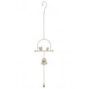 SONNETTE PEND 2 OISEAUX METAL ANTIQUE BLANC 17X6X70CM