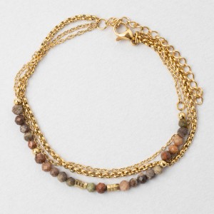 BRACELET PIERRE MULT L15+5CM