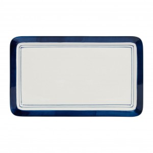 PLAT ETE A LA MER BLANC+BLEU 33X20CM PORCELAINE