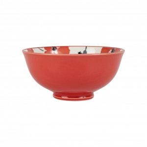 BOL FLEUR CHAMOUFLAGE ROUGE 30CL-D12.5XH6CM PORCELAINE