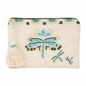 POCHETTE LIBELLULE SPLENDEUR NATUREL 22X15CM COTON
