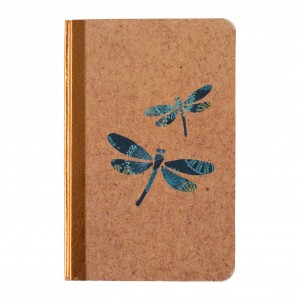 CARNET NOTE LIBELLULE OWARI BRUN 9X14CM-176 PAGES PAPIER KRAFT